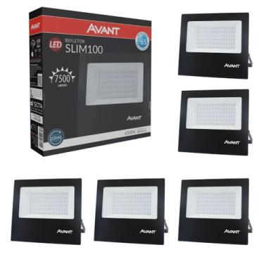 Imagem de Kit 5 Refletor Led 100w Holofote Prova D'água Área Externa Ip65 Bivolt