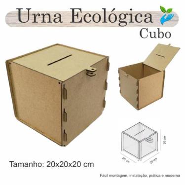 Imagem de Urna Madeira Sorteio Caixa Sugestões Cubo 20 Cm X 20 Mdf - Indústria F