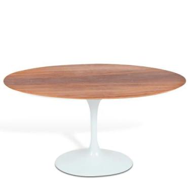 Imagem de Mesa Saarinen Oval Imbuia 160x90cm - Base Branca - mgsaarinen