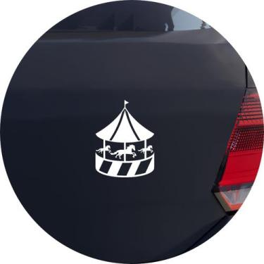 Imagem de Adesivo de Carro Carrossel com Cavalos Infantil - Cor Branco - Melhor 