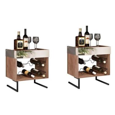 Imagem de Conjunto 2 Adegas Espelhadas 6 Garrafas com Pés Metálicos Estilo Indus