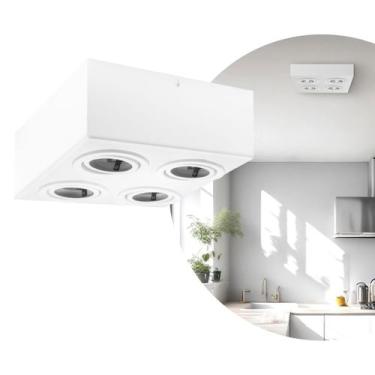 Imagem de Spot Plafon Sobrepor Box Par20 Quadruplo Direcionável Branco - Ilumina