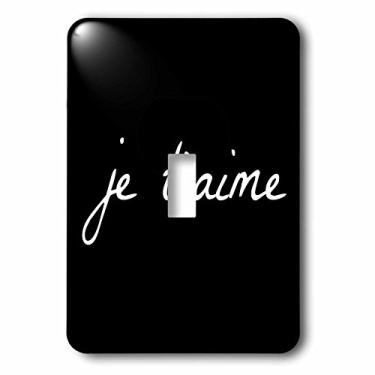 Imagem de 3dRose lsp_201926_1"Je Taime I Love You em letras brancas francesas em um interruptor de botão único de fundo preto, multicolorido