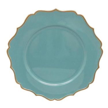 Imagem de Sousplat Em Polipropileno 33cm Rafimex, Azul e Dourado