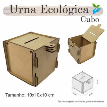 Imagem de Urna Madeira Sorteio Caixa Sugestões Cubo 10 Cm X 10 Mdf - Indústria F