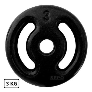 Imagem de Anilha Emborrachada Fitness 3 Kg Preta - SEPO