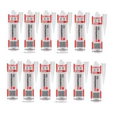 Imagem de 12 Cola Selante Poliuretano Cibra Pu Construção 400g Cinza - Cibra Sel