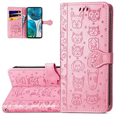 Imagem de Monwutong Capa carteira de telefone para Motorola Moto G52, capa de telefone flip de couro PU com fecho magnético e compartimentos para cartão de dinheiro coldre para Moto G52, CD rosa