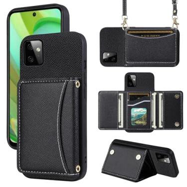 Imagem de Furill Capa de telefone para Motorola Moto G Power 5G 2023 capa carteira com alça de ombro transversal e suporte de cartão de crédito de couro bolso fino suporte acessórios para celular GPower G5