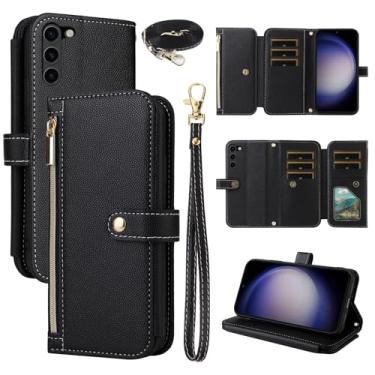 Imagem de Dswteny Capa carteira para Samsung Galaxy S23 5G com alça de pulso alça de ombro bolsa com zíper, suporte para cartão de crédito com suporte para celular S 23 23S GS23 G5 SM-S911U 6,1 polegadas