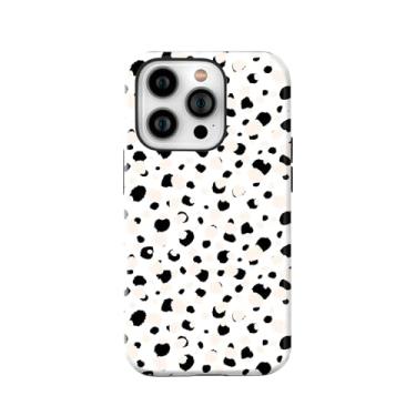 Imagem de LOQUPE Projetada para iPhone 14 Pro Max de 6,7 polegadas - Capa híbrida de policarbonato + TPU resistente, leve, fina, à prova de choque, capa protetora para mulheres, lindas bolinhas pretas e brancas