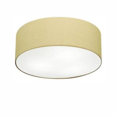 Imagem de Plafon Cilíndrico Md-3014 Cúpula em Tecido 50x15cm Algodão Crú - Bivol