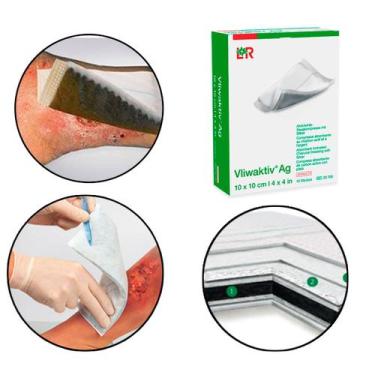 Imagem de Curativo Carvão Ativado Com Prata 10 x10 - Vliwaktiv Ag - Lohman & Rau