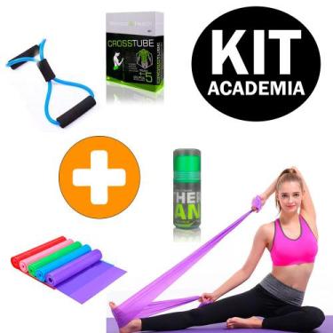 Imagem de Kit Elástico de Tensão Extensor Cross Tube + Elástico para Fisioterapi