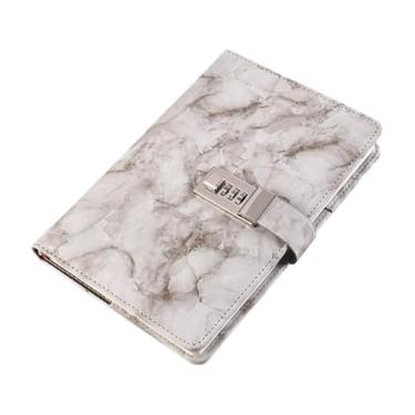 Imagem de menolana Diário com Cadeado Diário de Viagem com Cadeado de Combinação Couro PU Grosso Cadeado de Senha Diário para Meninos Homens Mulheres Crianças Meninas, Cinza