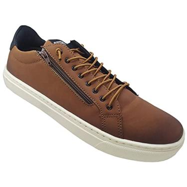 Imagem de Tênis Masculino Tamanho Especial Sapatênis Casual Stir Tamanho:46;Cor:Marrom;Gênero:Masculino