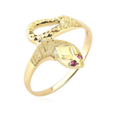 Imagem de Anel de cobra serpente olhos pedras rubi ouro 18k A180 - MAEHLER JOIAS