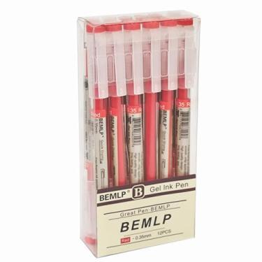 Imagem de Caneta de Gel 0,35 mm preta azul caneta caneta caneta caneta para fazer caneta para escola escritório estudante Exame escrever artigos de papelaria suprimento 12 peças/conjunto, Vermelho