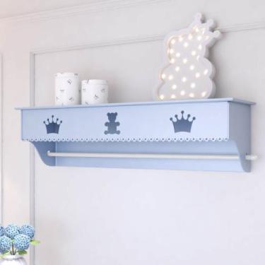 Imagem de Prateleira urso realeza com varão em mdf - era uma vez baby, Azul