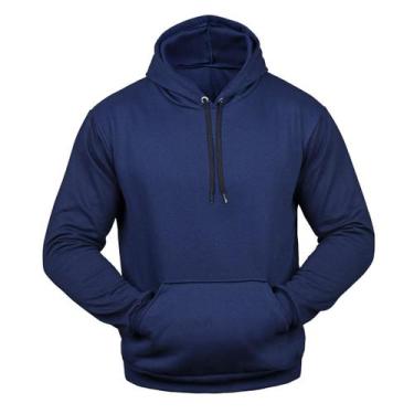 Imagem de Moletom Blusa de Frio Liso Bolso Canguru Capuz Masculino Feminino Unis