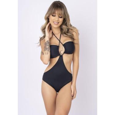 Imagem de Maiô Vekyo em Lycra Com Bojo Liso Recorte Lateral, Preto, Mulher, P