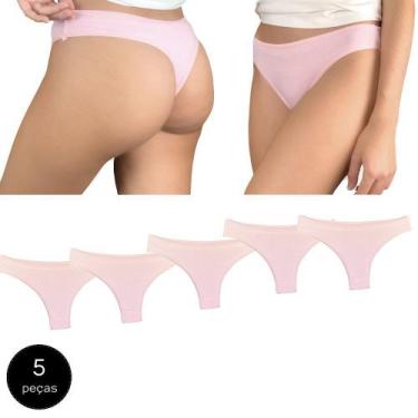 Imagem de Kit 5 Calcinhas Fio Dental Try Basics Algodão Cotton Básica Lisa Moda 