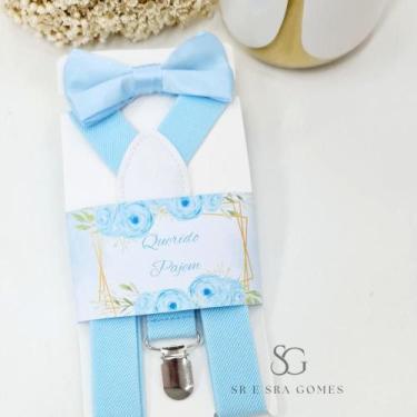 Imagem de Kit Pajem Daminha Infantil com laço de cabelo kit Suspensório e Tags e