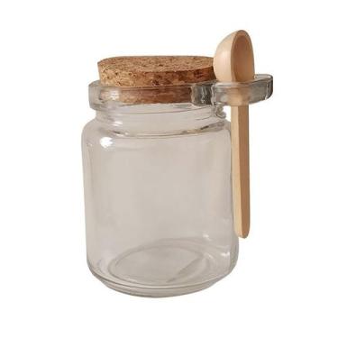 Imagem de 10 Potes de Vidro com Colher de Madeira e Tampa de Rolha - 250ml - 7cm