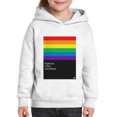 Imagem de Moletom Infantil Rainbow is the new black - Foca na Moda, Branco, 4