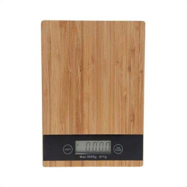 Imagem de Balança Digital P/ Cozinha Tampo Madeira Até 5kg Unyhome
