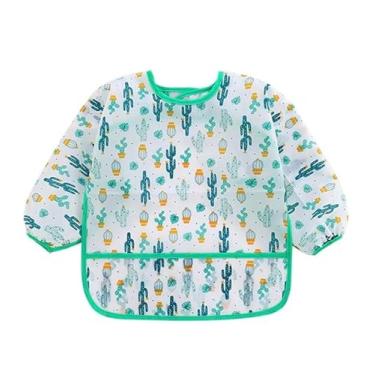 Imagem de Babador Manga Longa Impermeável Cata Migalhas - Cactus