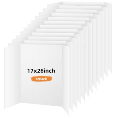 Imagem de Somime Pacote com 4 quadros de pôster com três dobras, quadro de apresentação branco de 43 x 66 cm, quadro de exibição portátil para feira de ciências, projetos de bricolage escolar e exposições de