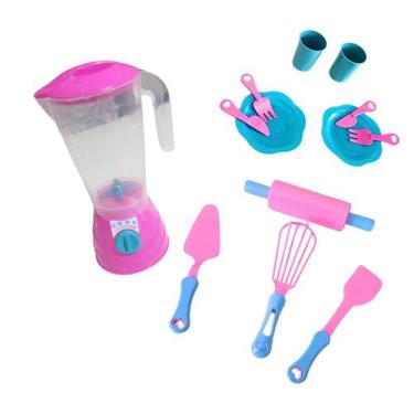 Imagem de Kit Brinquedo Cozinha Infantil Rosa 11 Peças Casinha Com Liquidificado