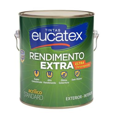 Imagem de Tinta Acrílica Standard Eucatex Cor Branco Fosco Rendimento Extra Pare