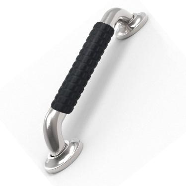 Imagem de Barra de Apoio 30cm Inox Superficie Antiderrapante Banheiro Box Idoso Criança Gestante Cadeirante Acessibilidade Corrimao Escada Segurança