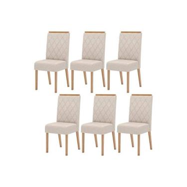 Imagem de Kit 6 Cadeiras Sala Jantar Nina 6 Un Nature/Suede Light Linho - Henn
