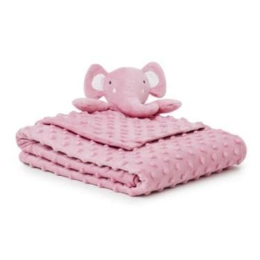 Imagem de Kit Pipoquinha Cobertor Bebê e Naninha Elefantinho - Loani, Rosa