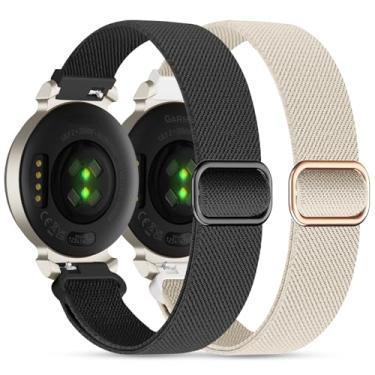 Imagem de Pulseiras elásticas de nylon compatíveis com Garmin Lily 2, nylon elástico de 14 mm, pacote com 2 pulseiras macias de liberação rápida e ajustáveis para relógio inteligente Lily 2 Classic/Active para