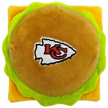 Imagem de NFL Kansas City Chiefs Cheese Burger Plush Dog & Cat Squeak Toy - Mais fofo brinquedo de pelúcia para cães e gatos com barulho interno e lindo nome do time de futebol