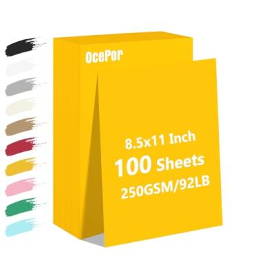 Imagem de 100 folhas de papel cartolina amarelo, papel colorido para impressora 21 x 28, cartolina grossa para artesanato, scrapbook, impressão de escritório, convites, certificados, 41,7 kg/250gsm