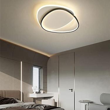 Imagem de Moderno LED Luz de Teto Geométrico 2 Luzes Ultrafino Lâmpada de Teto Nórdico Criativo Montagem Embutida Luminária Para Sala de Estar Quarto(55X46CM, 48W,Black, 3 Colour)
