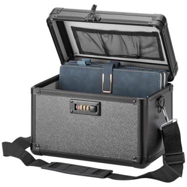 Imagem de LOCKCURX Caixa de cadeado grande – Caixa de segurança com fecho, estojo de armazenamento com trava para itens pessoais e medicamentos, cofre trancável à prova de crianças para casa/escritório/escola