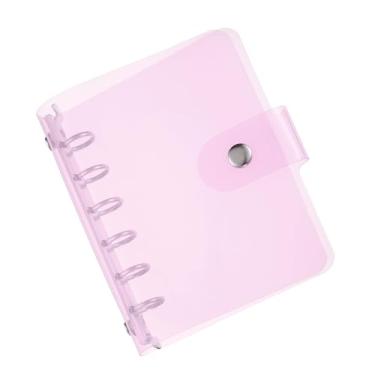 Imagem de PATIKIL A7 Capa de fichário transparente, protetor de folha solta de PVC macio, capa de caderno recarregável com fecho de botão de pressão para pasta de caderno de reuniões faça você mesmo, roxo