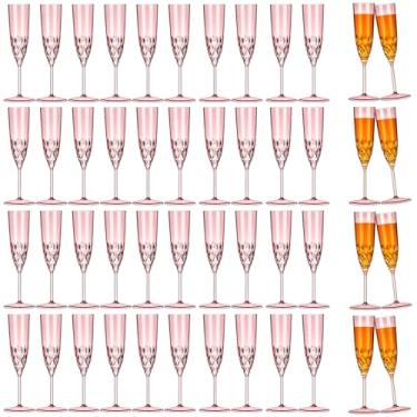 Imagem de Pacote com 48 taças de champanhe de plástico, à prova de estilhaçamento, reutilizáveis, extravagantes, taças de champanhe, transparentes, acrílicas, inquebráveis, elegantes, festas, bebidas,