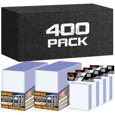 Imagem de 400 capas para cartões TopLoaders e 400 unidades de mangas macias transparentes para cartões comerciais, porta-mangas protetoras adequadas para cartões Stardard, cartões de beisebol, cartões esportivos, MTG, Yugioh