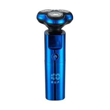 Imagem de Barbeador elétrico masculino, aparador de barba com 3 cabeças flutuantes, lâmina de barbear lavável, recarregável por USB type2