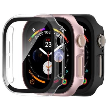 Imagem de Adorve Pacote com 3 capas de vidro temperado para Apple Watch Series 11 10 protetor de tela de 46 mm, capa rígida de policarbonato proteção geral anti-arranhões para iWatch 46 mm acessórios, preto