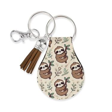 Imagem de Jolitee Chaveiro de neoprene compatível com AirTag – Suporte durável e elegante com anel e clipe seguros, compatível com Apple AirTag (preguiça)