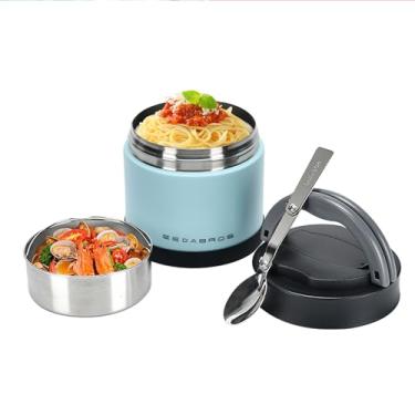 Imagem de eedabros Garrafa térmica térmica para alimentos quentes, 670 ml, com isolamento a vácuo, para adultos, sopa de aço inoxidável, recipientes térmicos de boca larga à prova de vazamentos com colher para