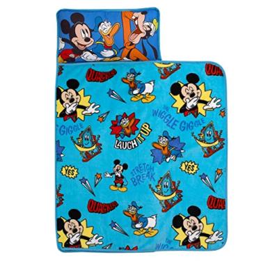 Imagem de Tapete de soneca infantil Disney Mickey Mouse Funhouse azul tripulação, vermelho e amarelo, engraçado, Pato Donald e Pateta